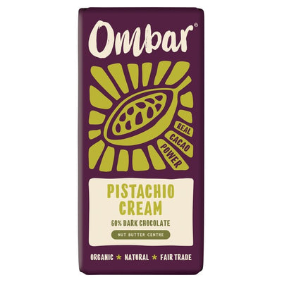 Ombar Barre de chocolat noir bio végane Pistache Centre 70g