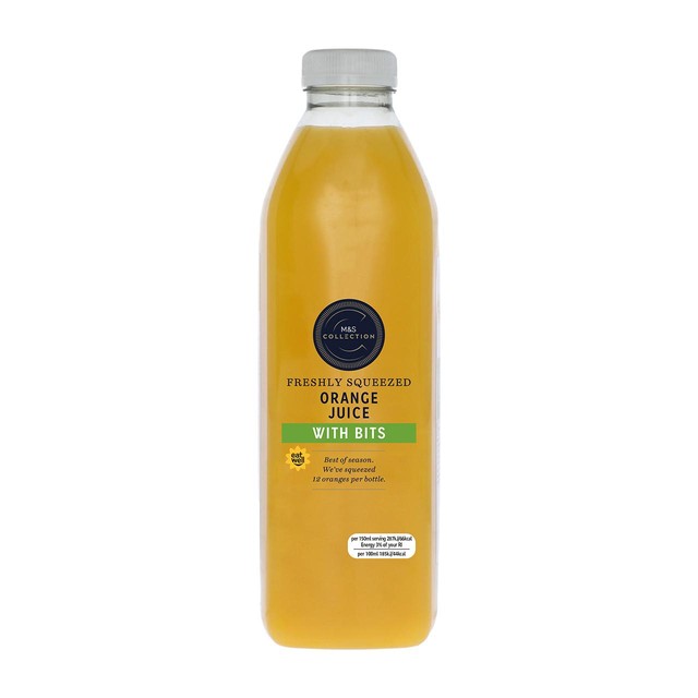 M&S orange juice with bits 1L, imported from the UK