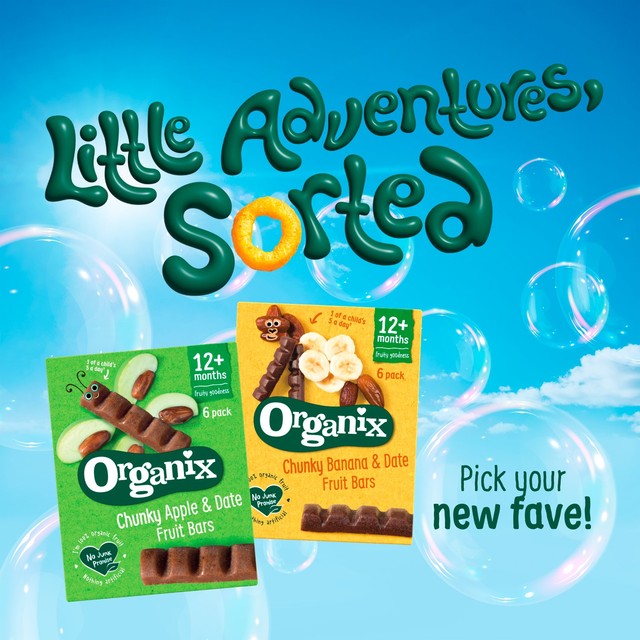 Organix Apple Fruit Bars 6 x 17g, imported from the UK