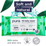 Pura plastic free baby wipes, imported from the UK