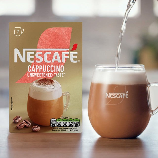 Nescafe Cappuccino unsweetened instant coffee 7 sachets, imported from the UK