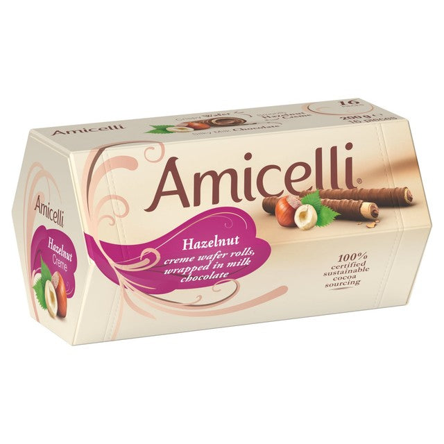 Amicelli hazelnut creme wafer rolls 200g - British product
