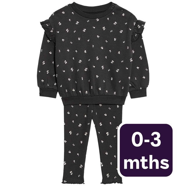 M&S floral sweat outfit grey 0-3 months, imported from the UK