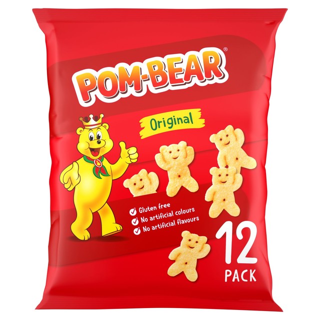 Pom-Bear Original multipack crisps, imported from the UK