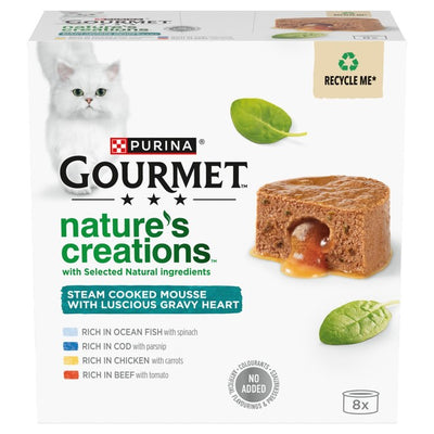 Gourmet Nature's Creations Gravy Heart Chicken Ocean Fish Wet Cat Food 8x85g