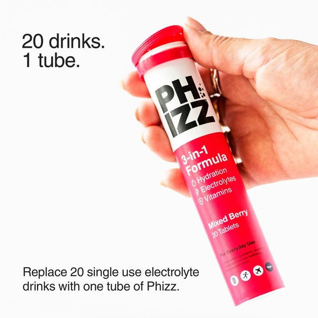 Phizz Mixed Berry hydration tablet 20 tablets, imported from the UK