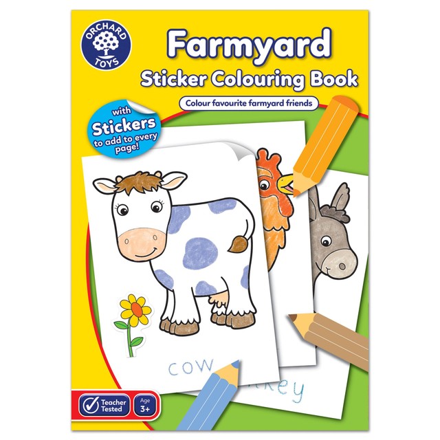 Orchard Toys Farmyard Sticker Colouring Book A4 Size, imported from the UK