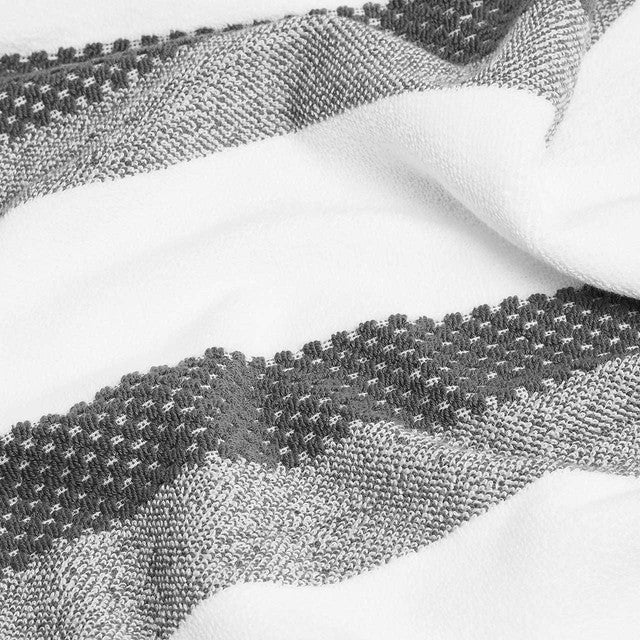 M&S Cotton Textured Stripe Bath Sheet, Charcoal 100X150cm