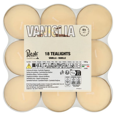 Price's Candles Petali Vanilla Scented Tea Lights 18 Pack