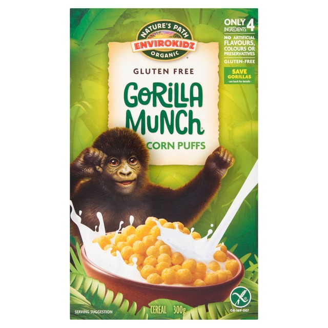 Nature's Path Gorilla Munch corn puffs cereal 300g, imported from the UK