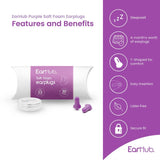 EarHub Purple Soft Foam Earplugs 30 pairs - British product