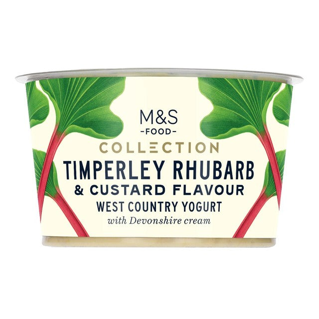 M&S Rhubarb & Custard yogurt 150g, imported from the UK