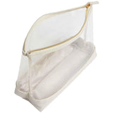 M&S 3-piece clear makeup bag set in light cream, imported from the UK