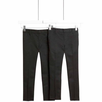 M&S Boys Skinny Leg School Trousers Black 8-9 Years
