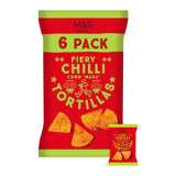 M&S fiery chilli tortilla chips multipack 6x30g, imported from the UK