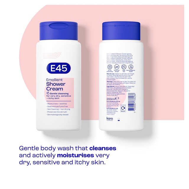 E45 Emollient Shower Cream for dry and sensitive skin 200ml - British product