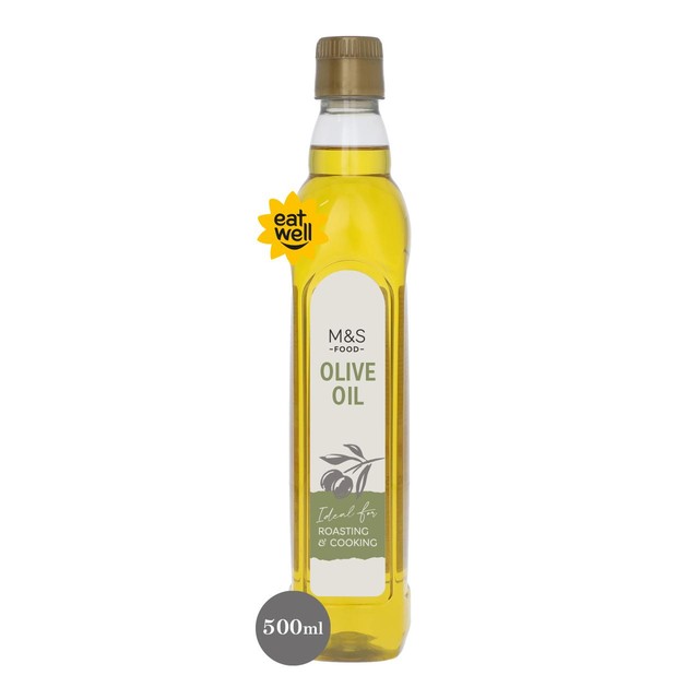 M&S olive oil 500ml plastic bottle, imported from the UK