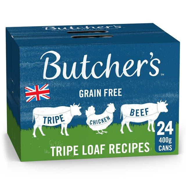 Butcher's tripe loaf dog food variety pack 24 x 400g - British product