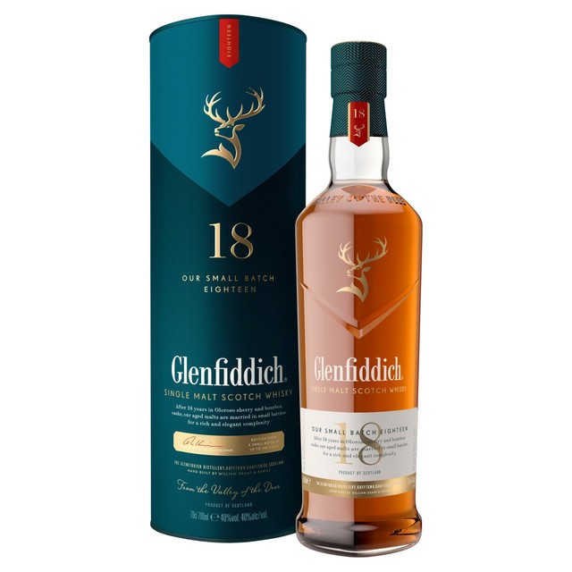 Glenfiddich 18 Year Old Single Malt Scotch Whisky 70cl, UK version