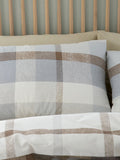 Catherine Lansfield Natural Reversible Supersoft 100% Brushed Cotton Check Duvet Cover Set