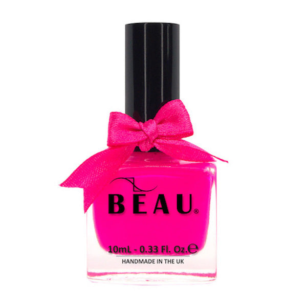 BEAU Bright Neon Nail Polish Fuchsia 10ml Bottle Packaged - British product