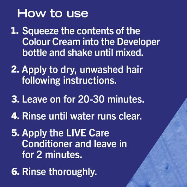 Live Blue Berry permanent hair dye 60ml kit, UK version
