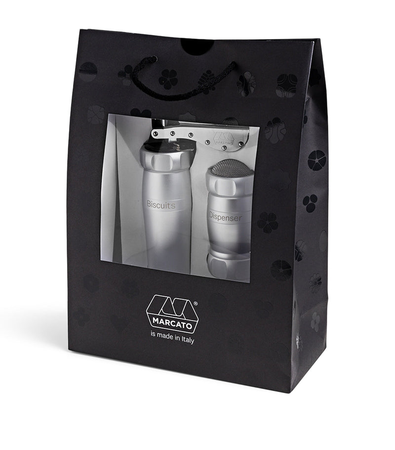Marcato cookie press and dispenser set, imported from the UK