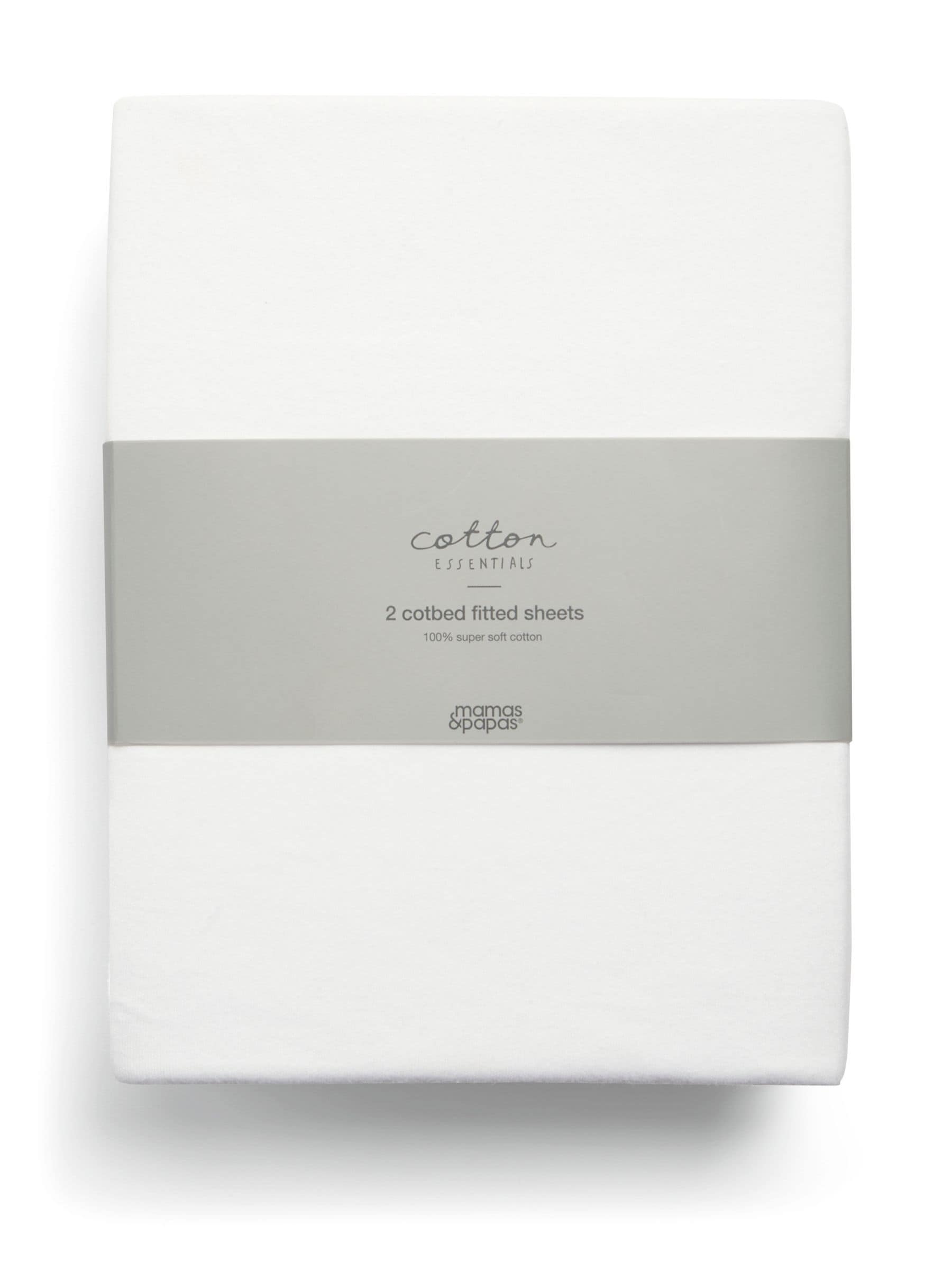 Mamas & Papas white cotbed fitted sheets 2 pack, imported from the UK