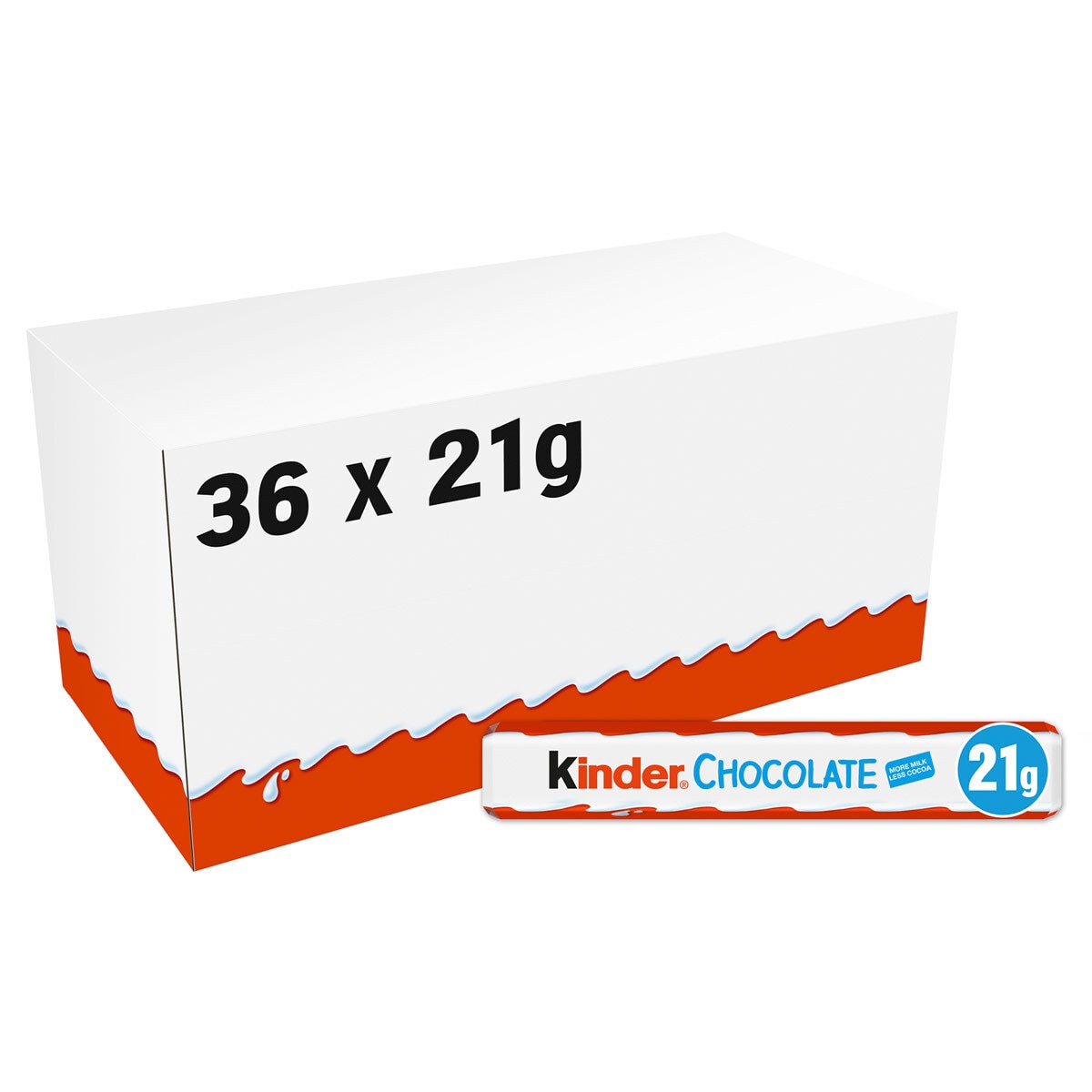 Kinder chocolate snack bar 36 x 21g, UK version
