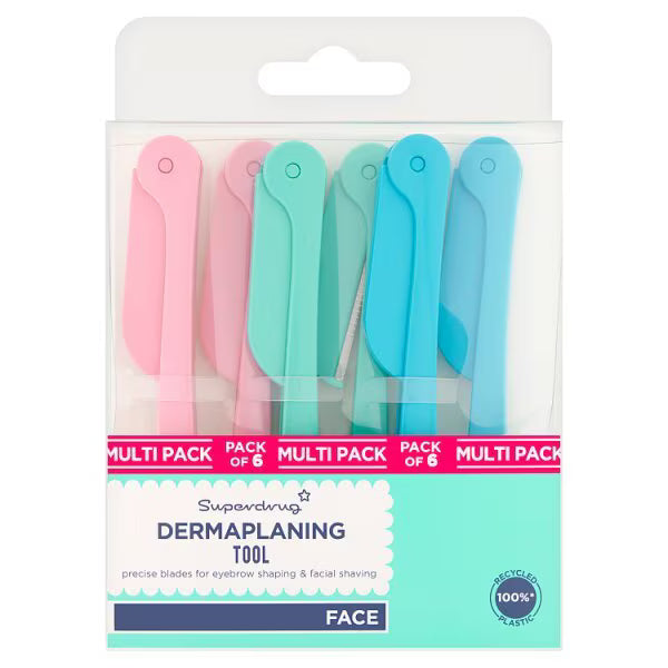 Superdrug Dermaplaning Tool Pack of 6 Facial Grooming Kit (British brand)