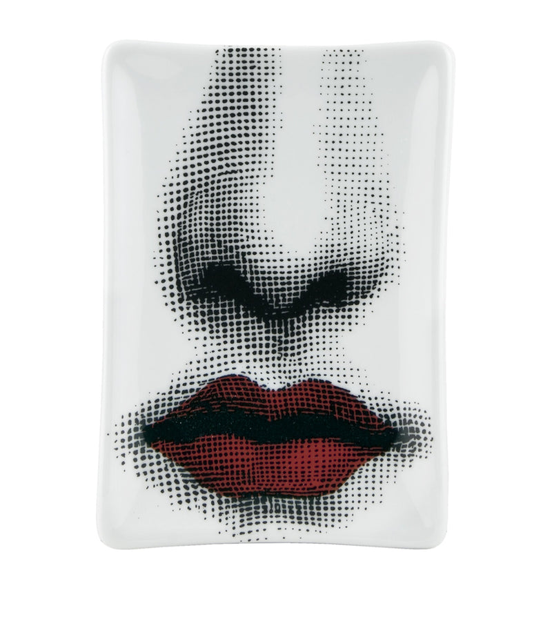 Fornasetti rectangular porcelain ashtray with whimsical design - British product