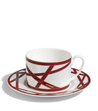 Missoni Home Set of 2 Bone China Nastri Bordeaux Teacups and Saucers