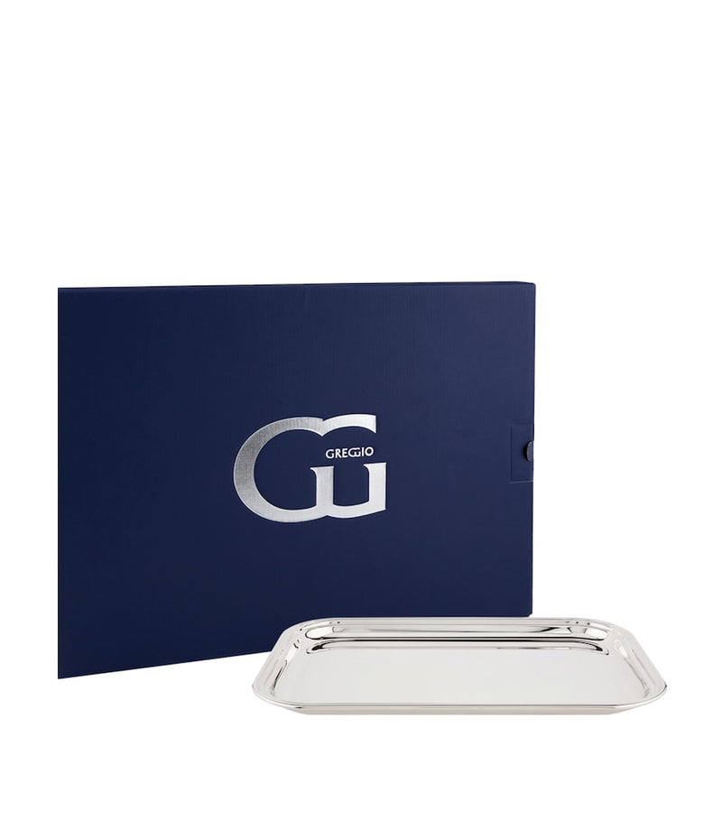 Greggio silver plated Georgian rectangular tray 39cm x 26cm, UK version