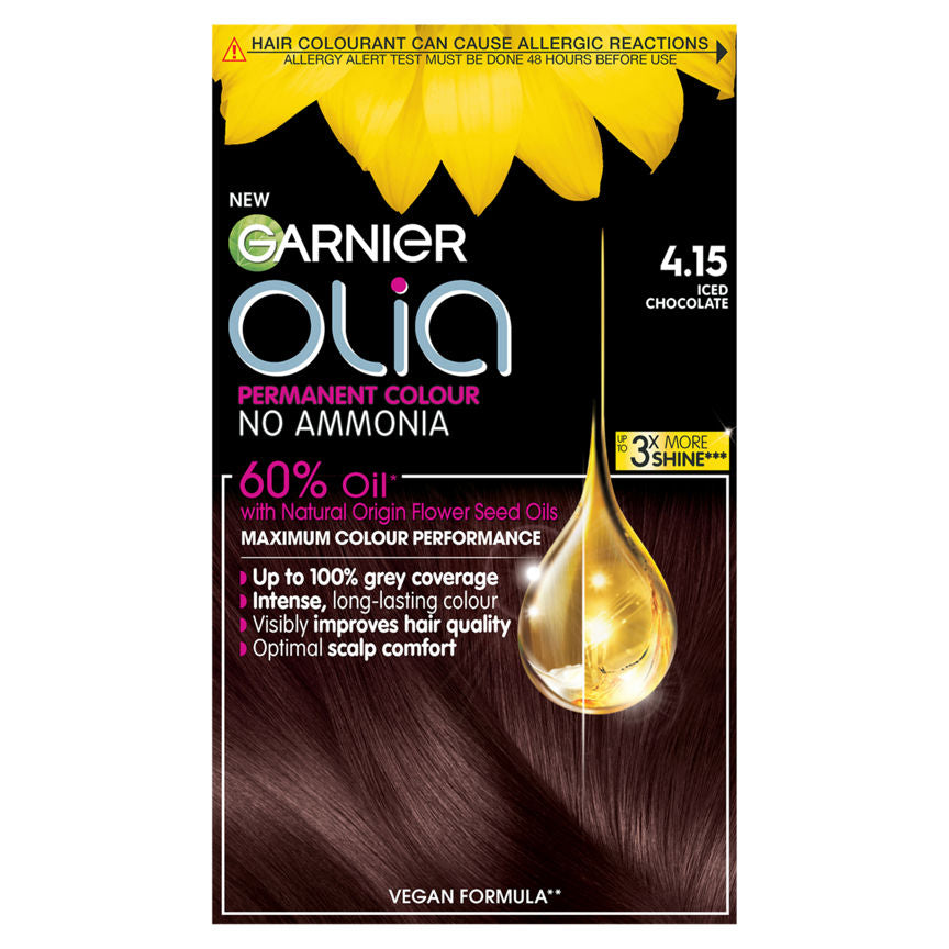 Garnier Olia 4.15 Iced Chocolate Brown Permanent Hair Dye - McGrocer