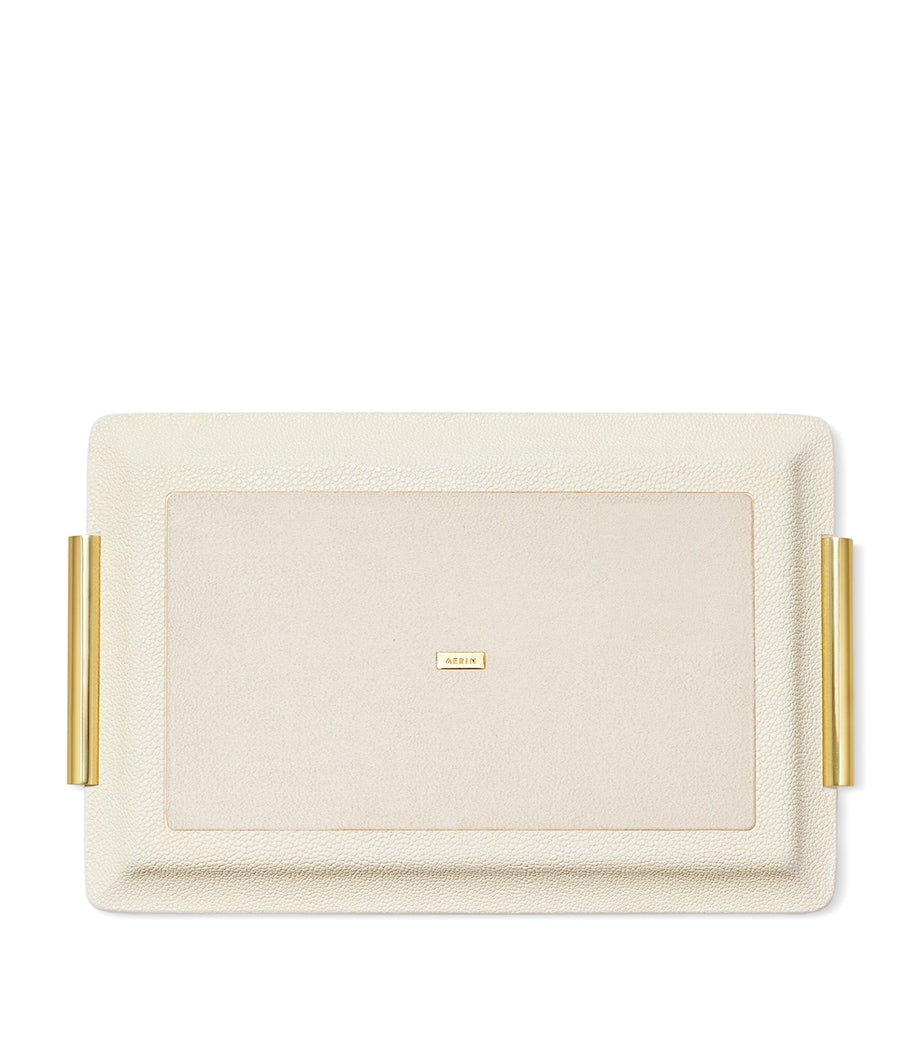 Aerin small shagreen vanity tray with gold-tone handles - British product