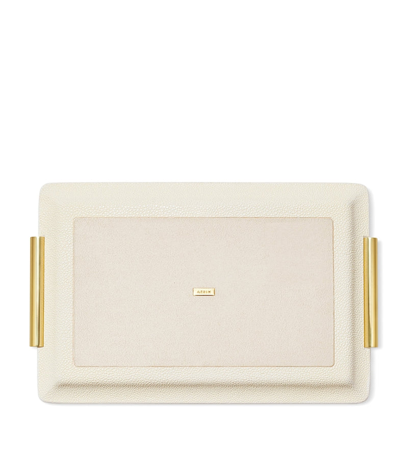 Aerin small shagreen vanity tray with gold-tone handles - British product