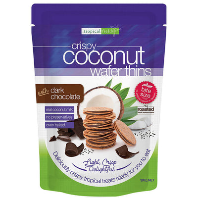 Tropical Fields Coconut Wafer Thins with Dark Chocolate Biscuits 397g