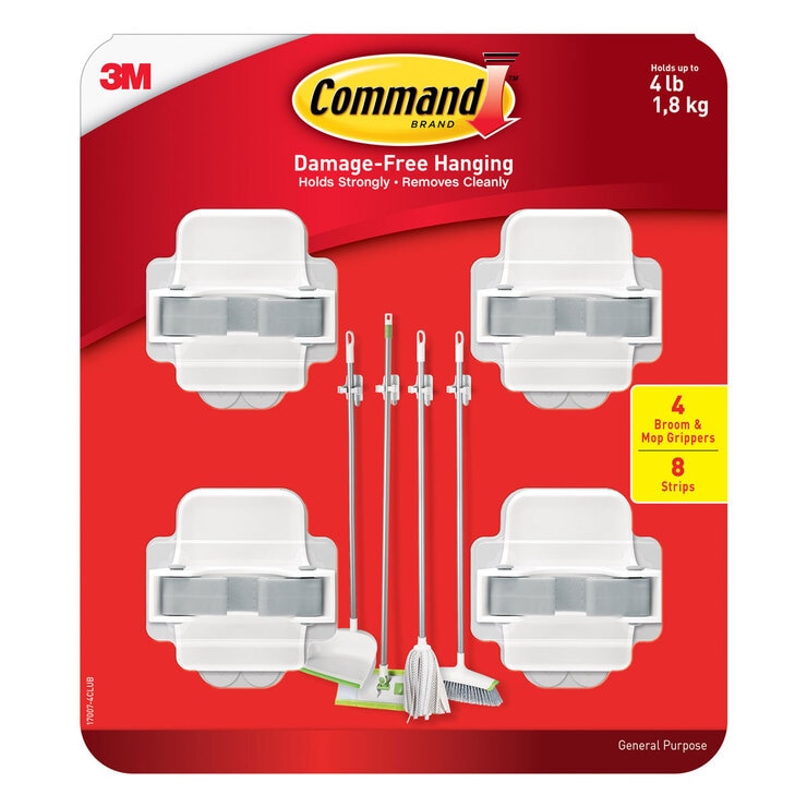 Command Broom Mop Grippers Pack of 4