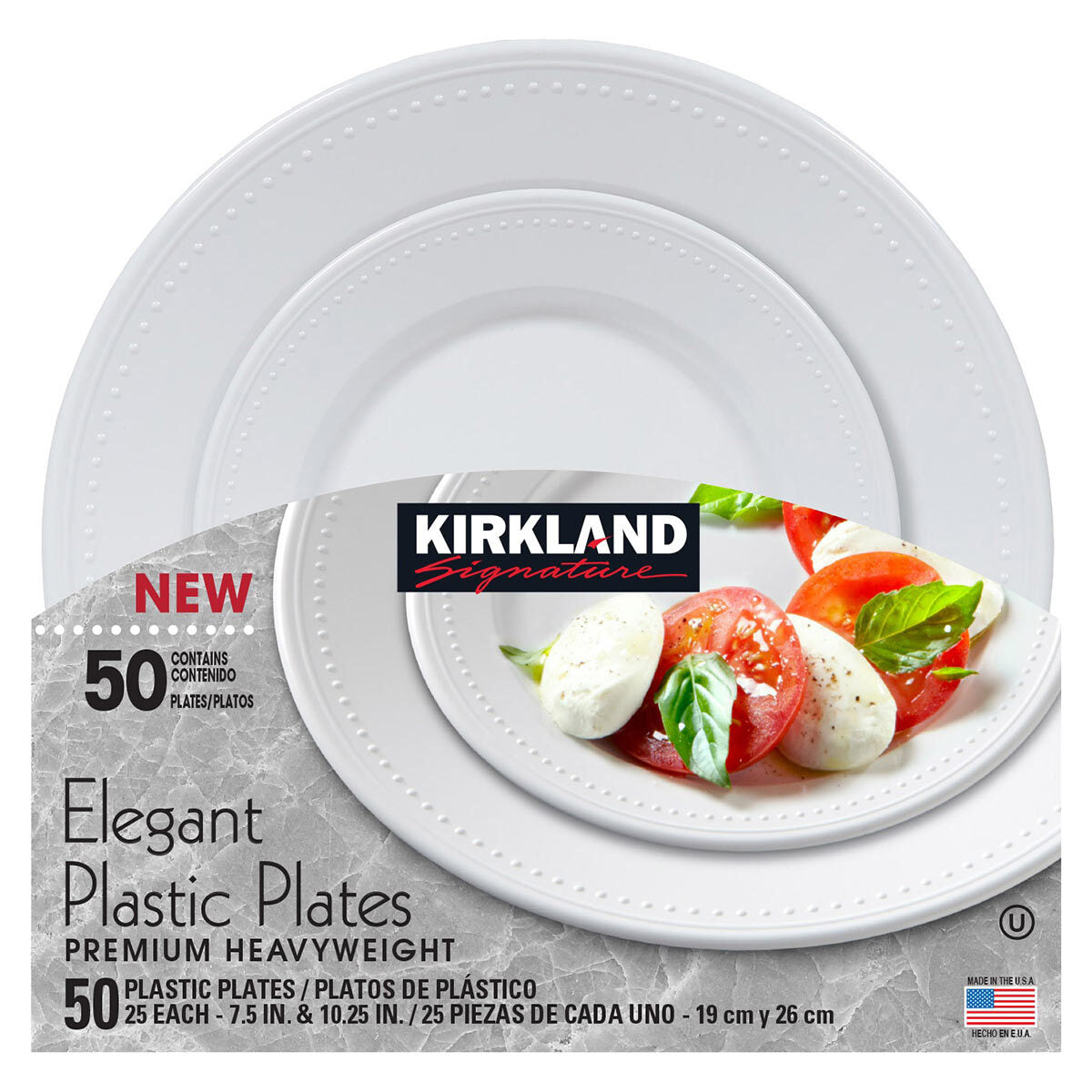 Kirkland Signature Elegant Plastic Plates 50 pack, UK version