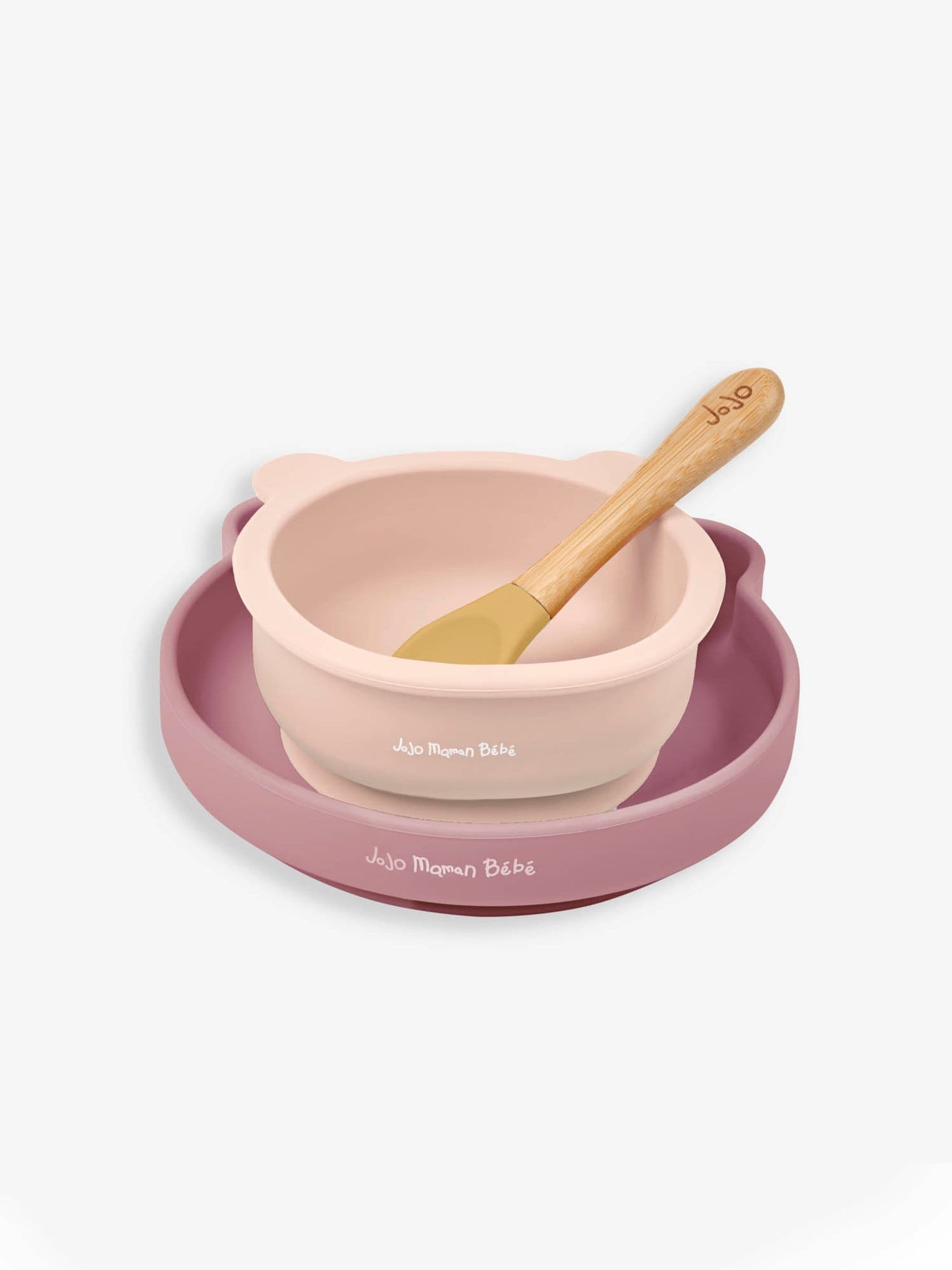 JoJo Maman Bébé pink silicone mealtime bear set, UK version