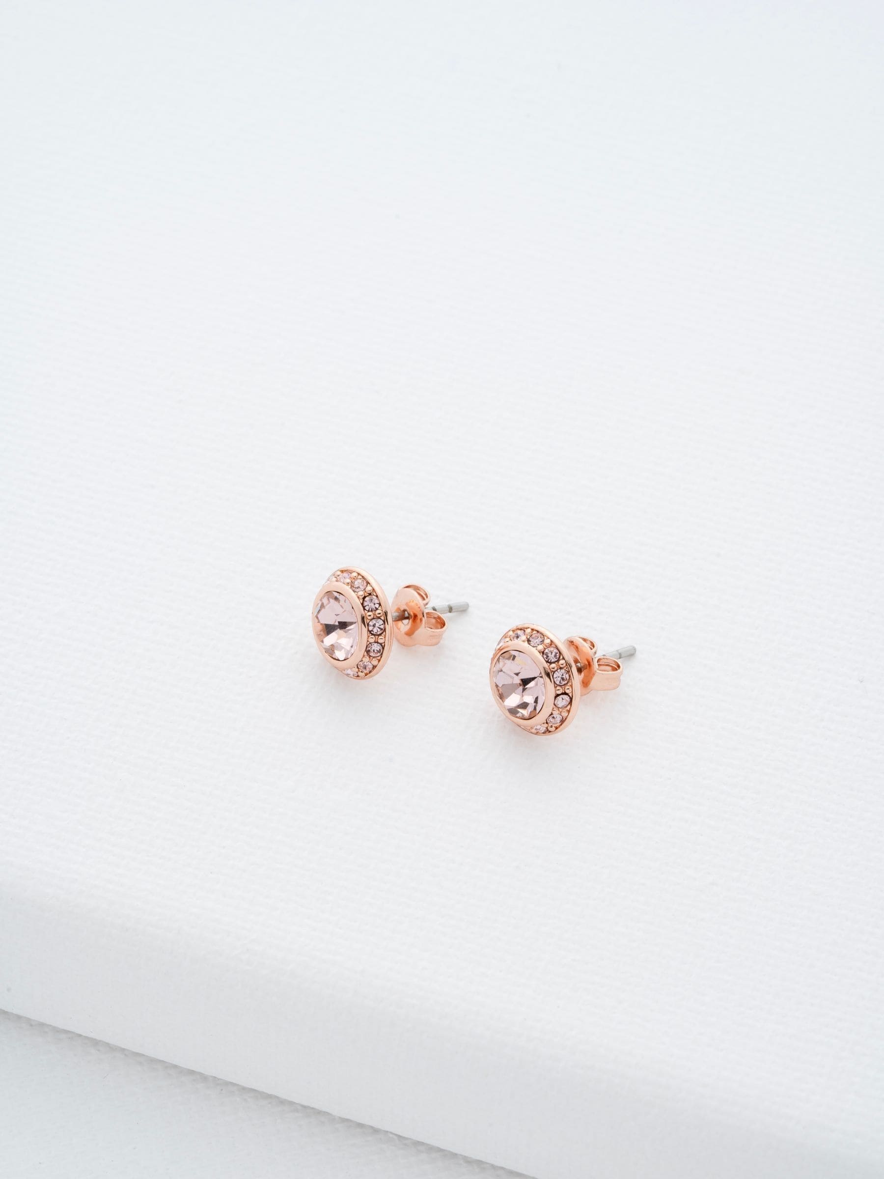 Ted Baker crystal stud earrings rose gold tone (British brand)