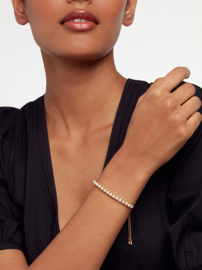 Ted Baker gold tone pearl adjustable tennis bracelet 21cm (British brand)