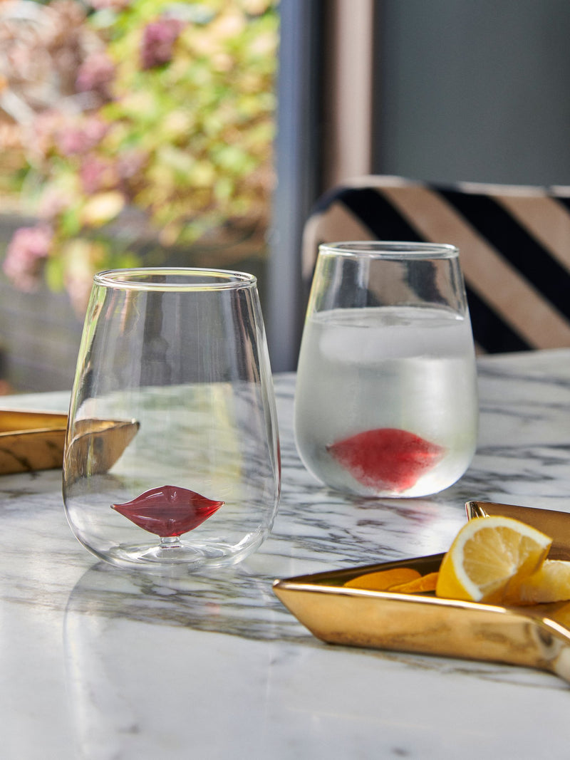 Rockett St George Clear Lips Tumblers 12.5cm, imported from the UK