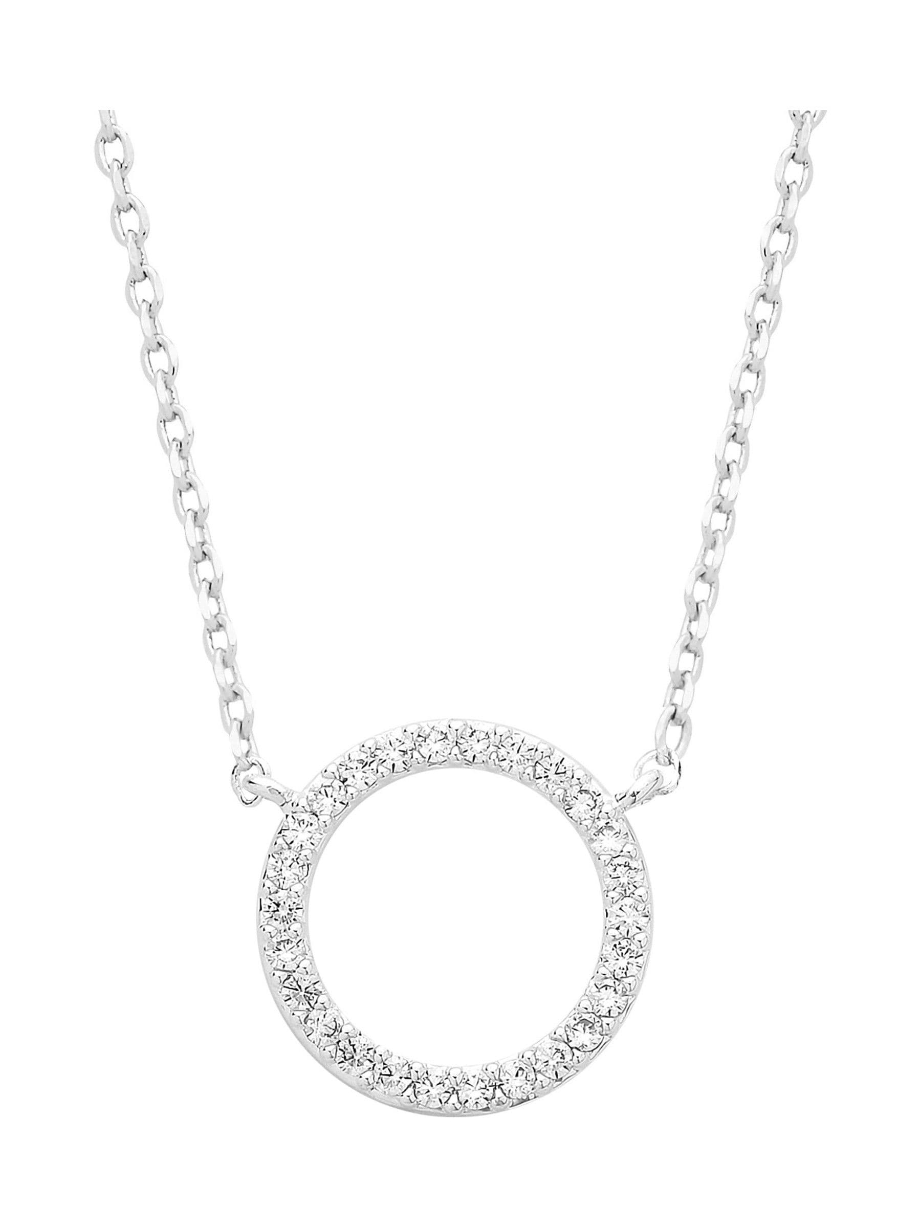 Estella Bartlett Silver Large Pave Set Circle CZ Necklace