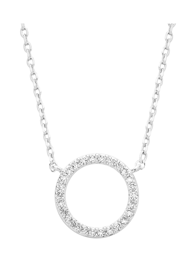 Estella Bartlett Silver Large Pave Set Circle CZ Necklace