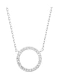 Estella Bartlett Silver Large Pave Set Circle CZ Necklace