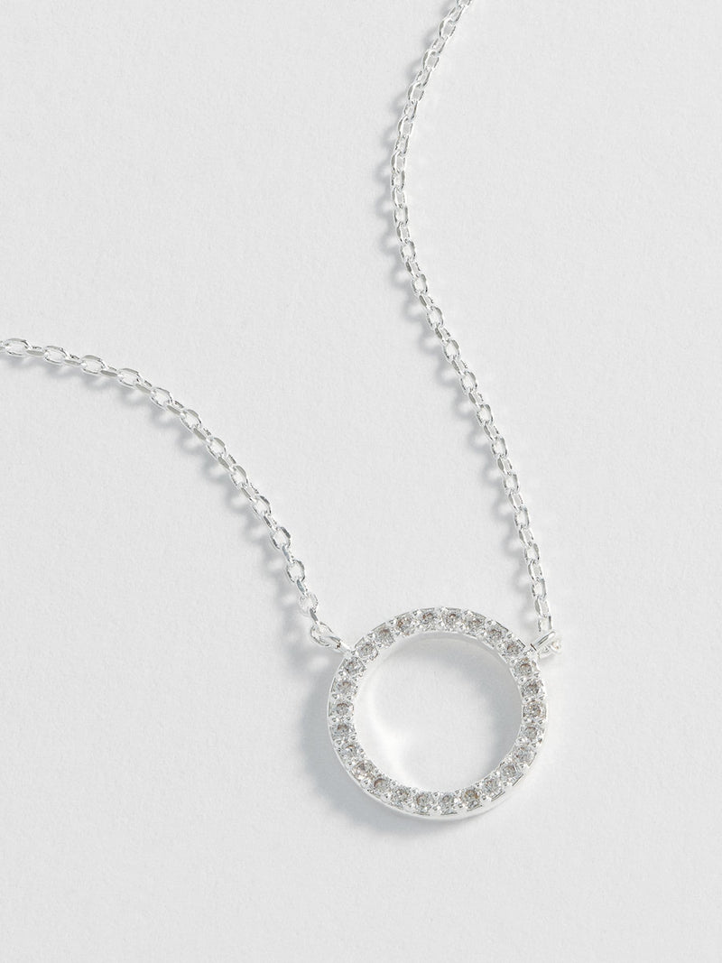 Estella Bartlett Silver Large Pave Set Circle CZ Necklace