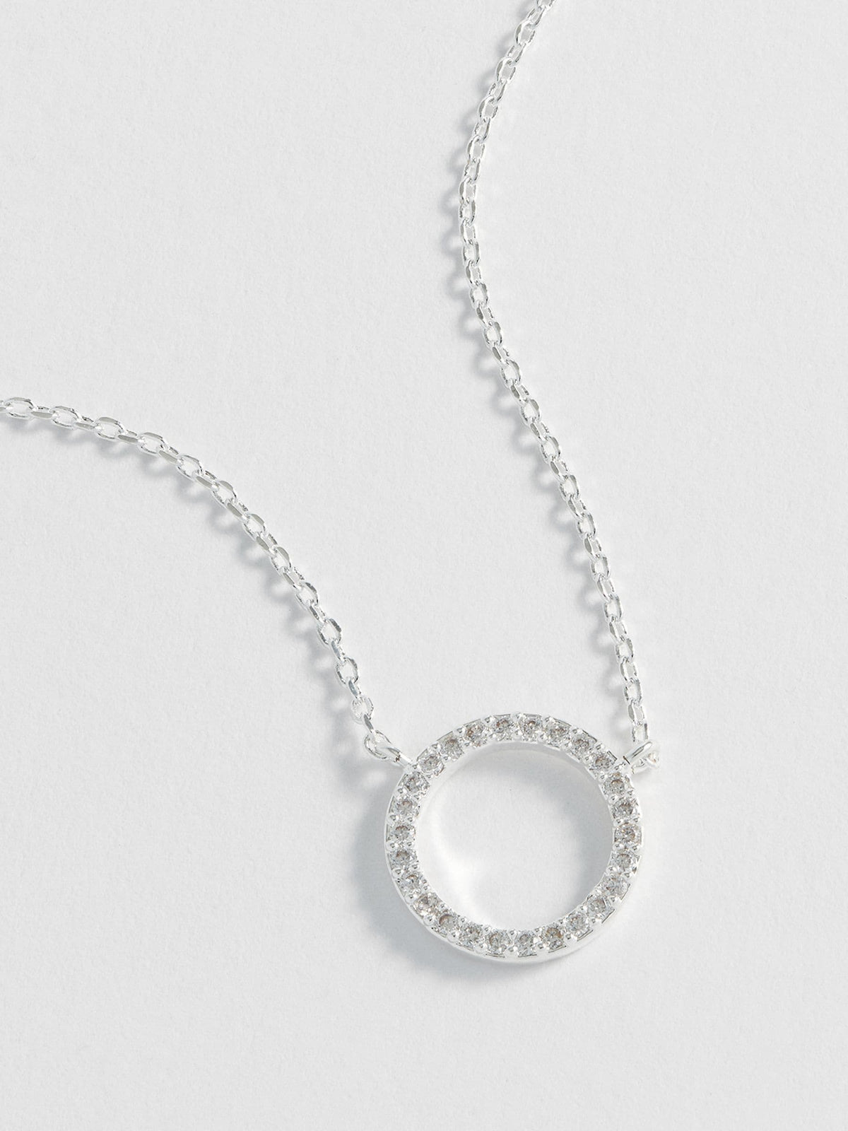 Estella Bartlett Silver Large Pave Set Circle CZ Necklace