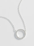 Estella Bartlett Silver Large Pave Set Circle CZ Necklace