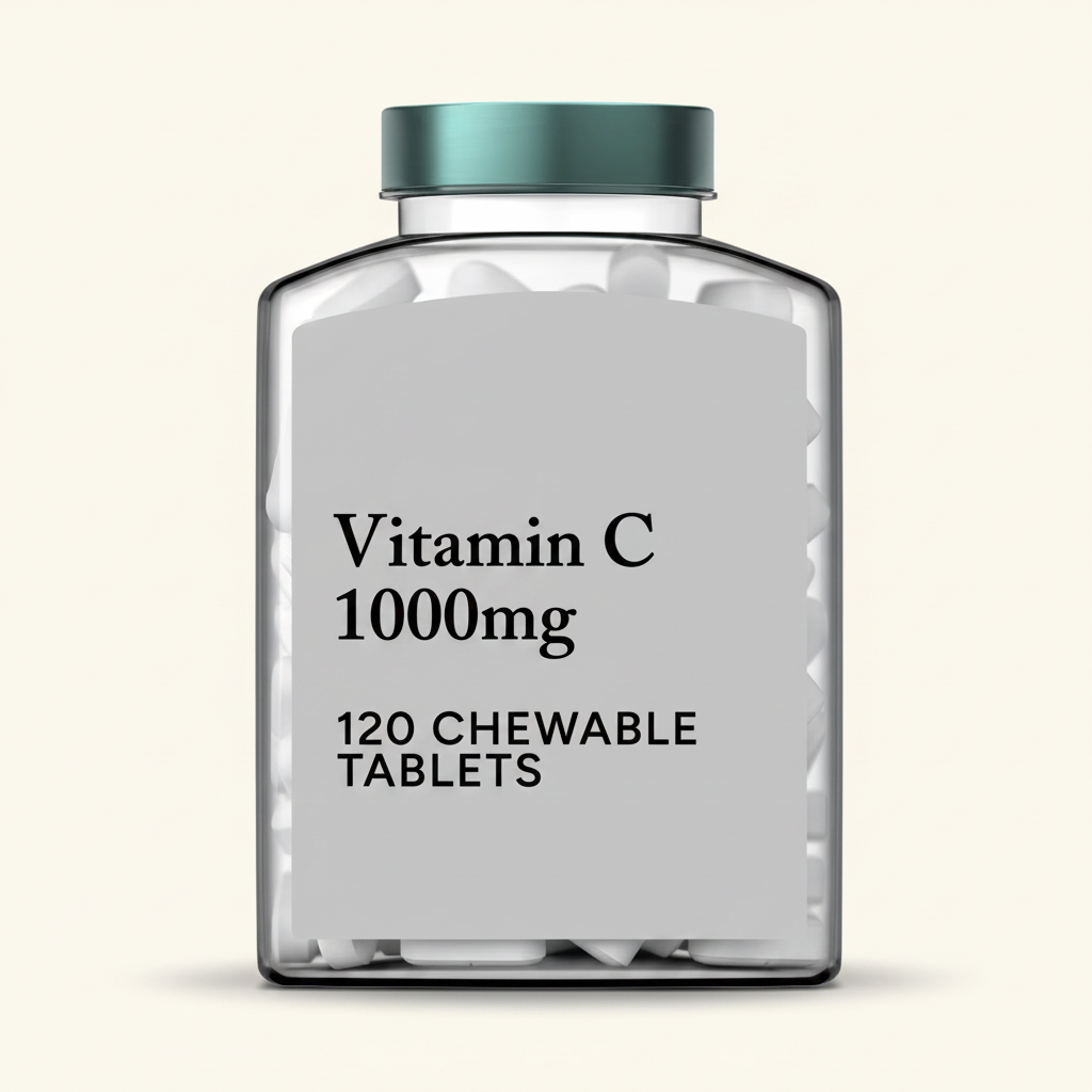 Holland & Barrett chewable vitamin c tablets orange 120 count, UK version